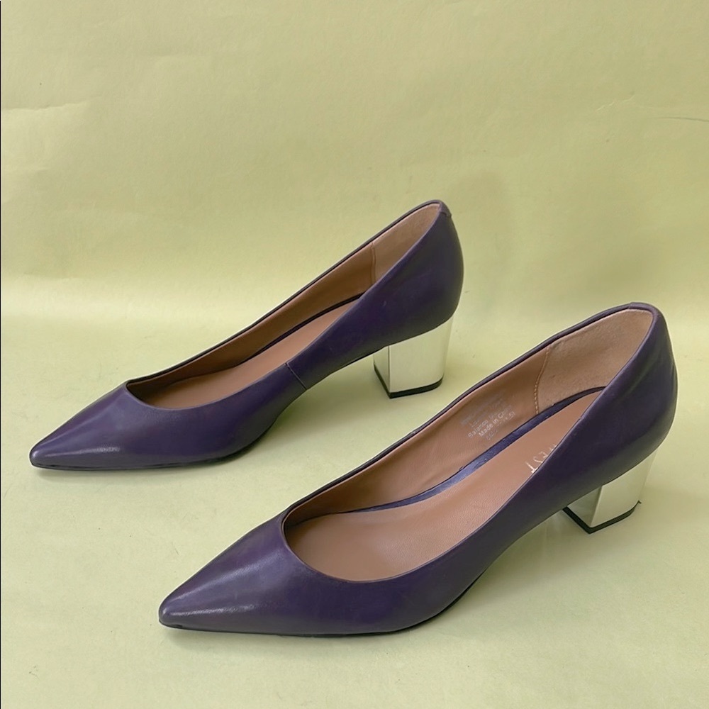 Nine West Purple with Silver Heels Classic Pointed-Toe Pumps